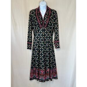 RARE VTG Bonnie Briar ITALY Dress S Black/Floral Quite Luxury Old Money Classic